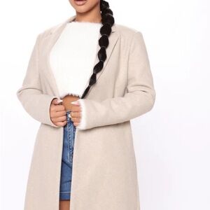 Stylish Oatmeal/ Beige Long Coat